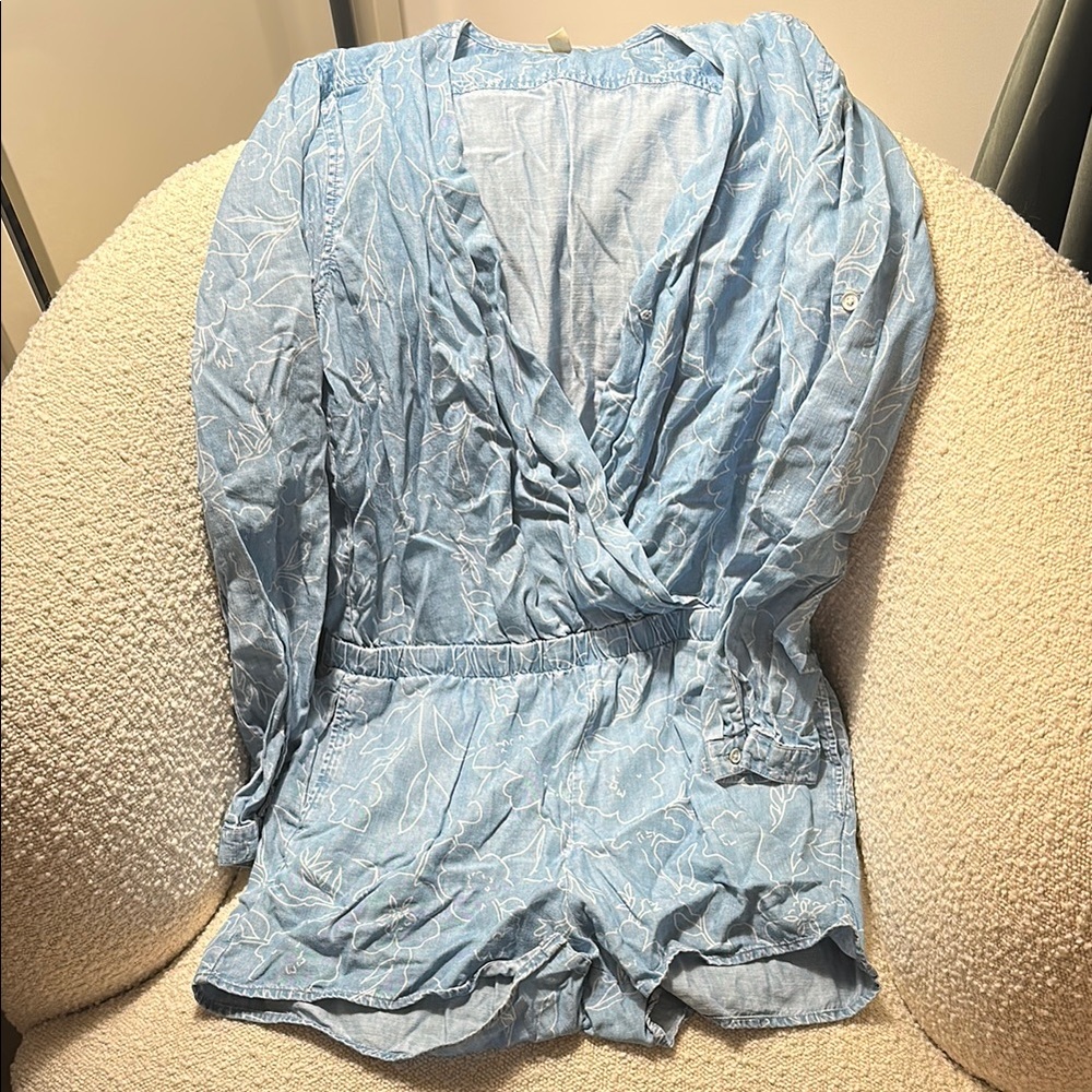 Chambray Floral Romper